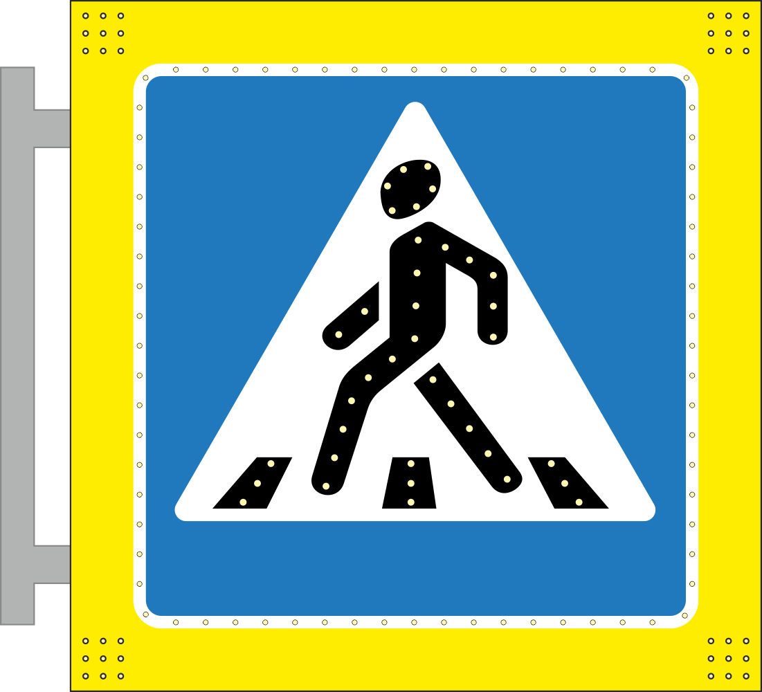 Светодиодный дорожный знак 5.19.1 или 5.19.2 «Пешеходный переход» двухсторонний