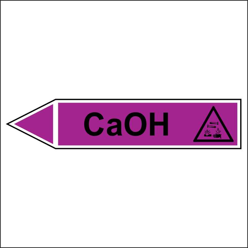 Знак безопасности «CaOH - направление движение налево»