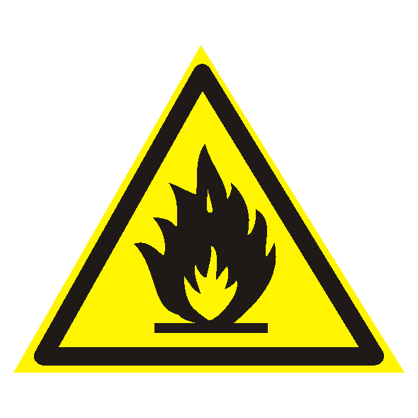 Знак безопасности «Пожароопасно. Легковоспламеняющиеся вещества» W01