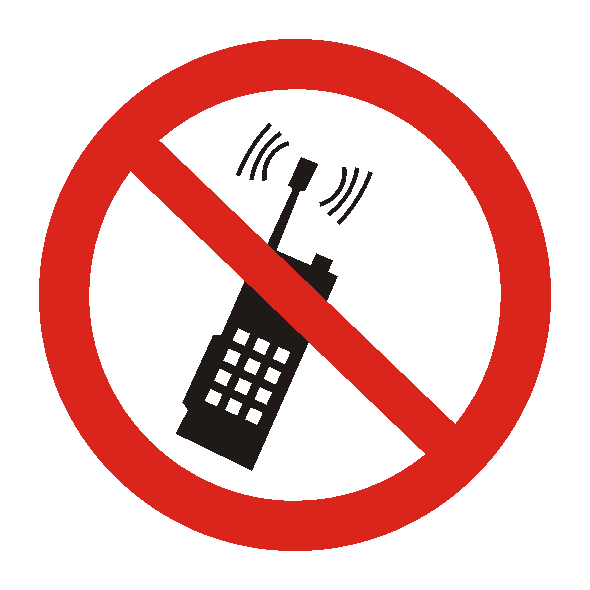 Знак Запрещается пользоваться мобильным телефоном и переносной рацией 