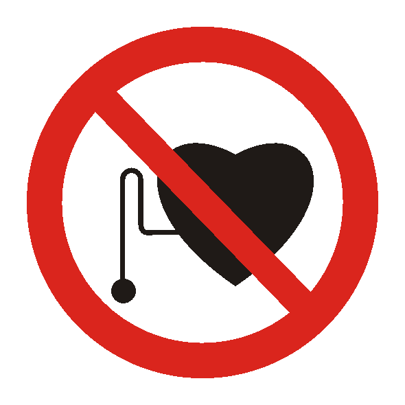 Знак безопасности Запрещается работа людей со стимуляторами сердечной деятельности
