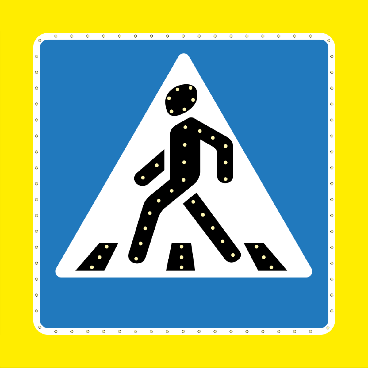 Светодиодный дорожный знак 5.19.1/5.19.2 «Пешеходный переход» на желто-зеленом фоне односторонний
