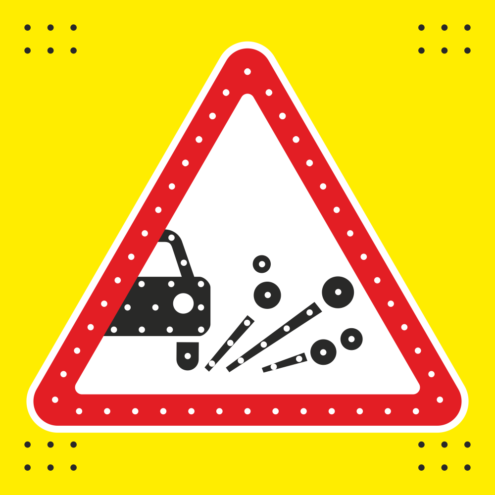 Светодиодный дорожный знак 1.18 «Выброс гравия» на желтом фоне