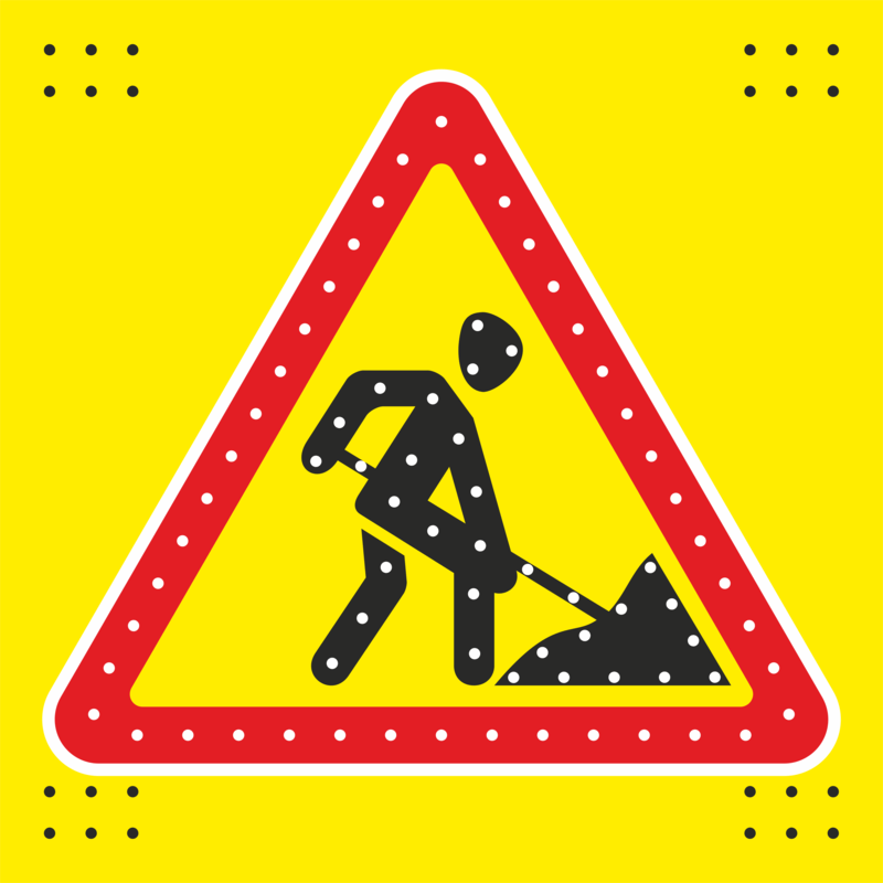 Светодиодный дорожный знак 1.25 «Дорожные работы» на желтом фоне