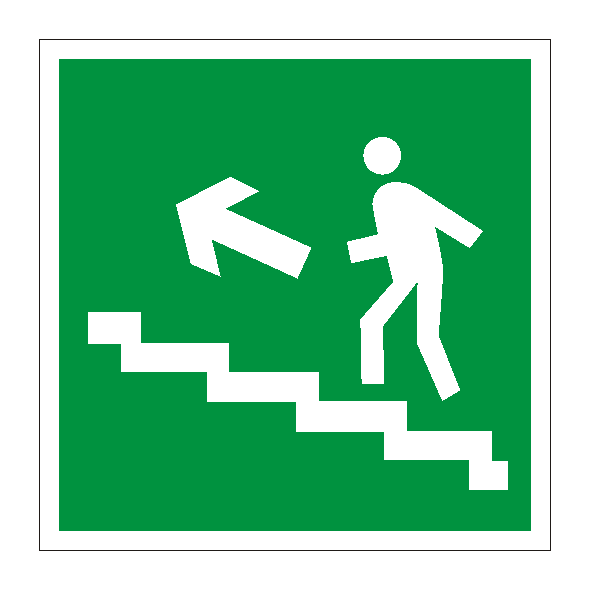 Знак безопасности «Направление к эвакуационному выходу по лестнице вверх (правосторонний)