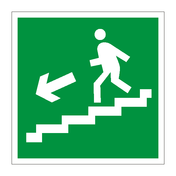 Знак безопасности «Направление к эвакуационному выходу по лестнице вниз (правосторонний)»