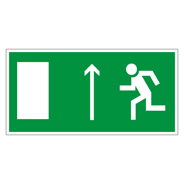 Знак безопасности «Направление к эвакуационному выходу прямо (левосторонний)»