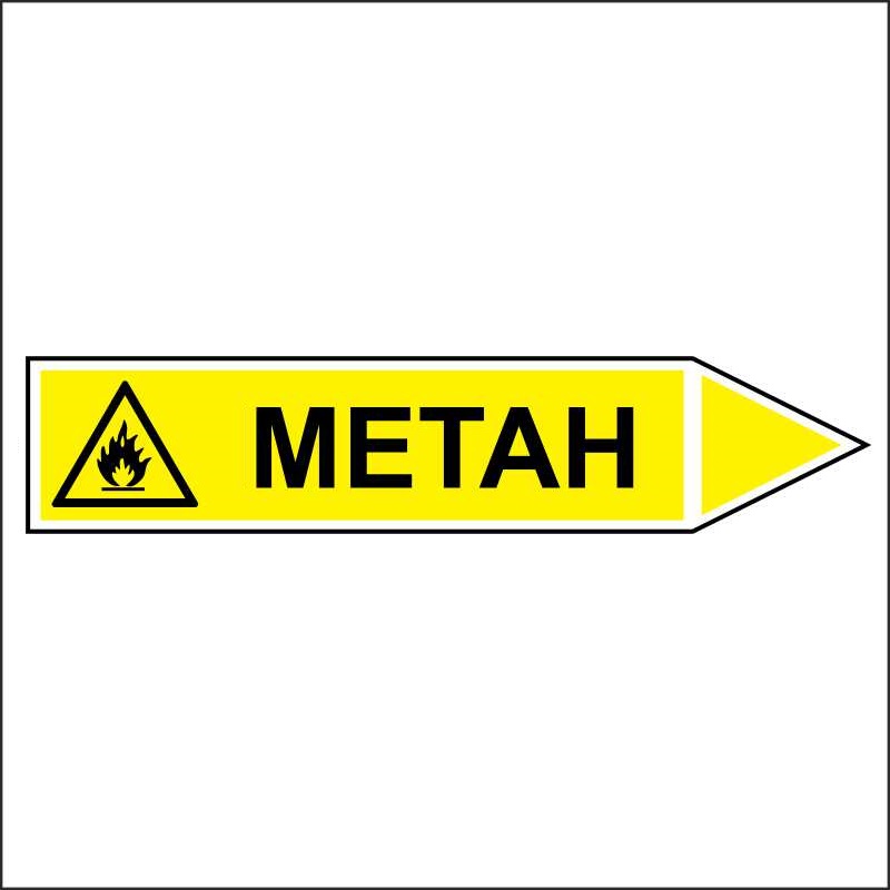 Знак безопасности «Метан - направление движение направо»