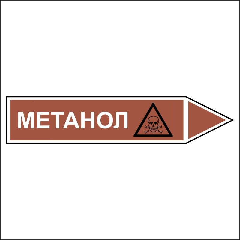 Знак безопасности «Метанол - направление движение направо»