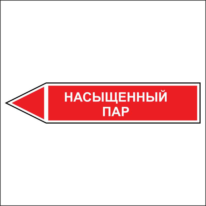 Знак безопасности «Насыщенный пар - направление движение налево»